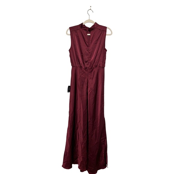 NWT Lulus Classic Elegance Wine Red Satin Maxi Dress Size M - Picture 4 of 5